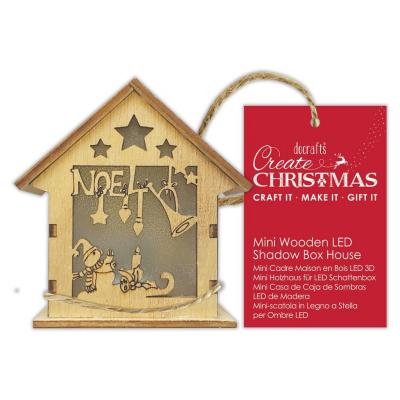 Papermania Mini Wooden LED Shadow Box House - Noel